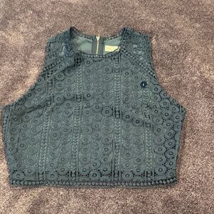 Abercrombie & Fitch Lace Crop Top - Dark Green